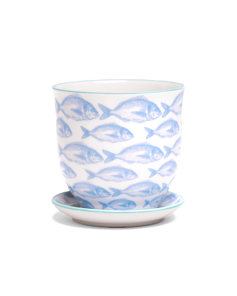 Liberte 5 Porcelain Pot And Saucer With Drainage - Chive UK Wholesale