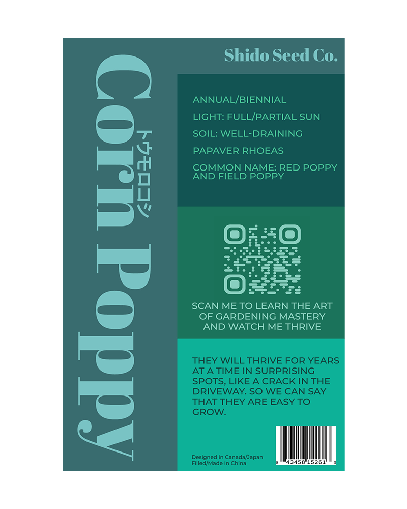 Corn Poppy Flower Seeds Packet - Chive UK Wholesale