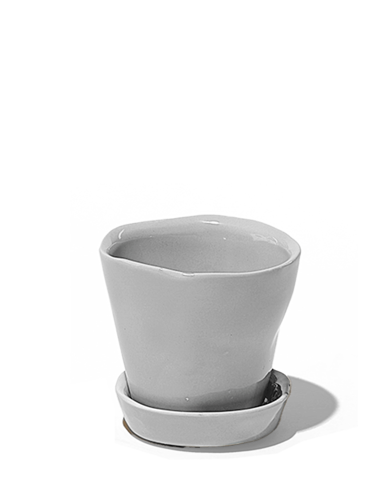 Tika Ceramic Pot & Saucer Set With Drainage - Chive UK Wholesale