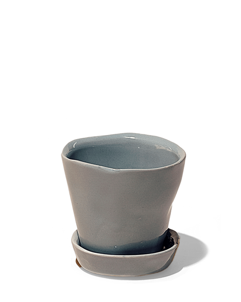 Tika Ceramic Pot & Saucer Set With Drainage - Chive UK Wholesale