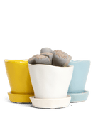 Tika Ceramic Pot & Saucer Set With Drainage - Chive UK Wholesale