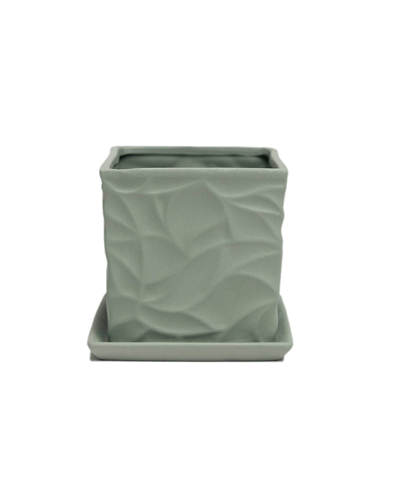 Virago 3.5" Porcelain Pot With Drainage Hole And Saucer - Chive UK Wholesale