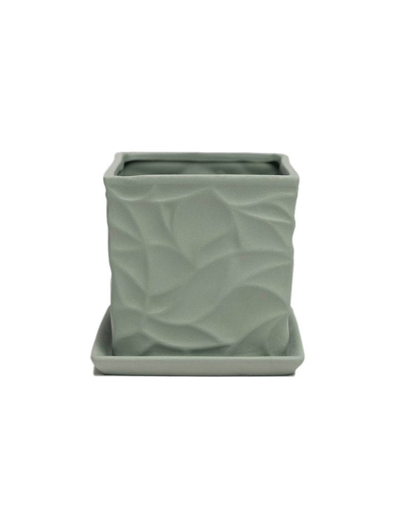 Virago 3.5" Porcelain Pot With Drainage Hole And Saucer - Chive UK Wholesale