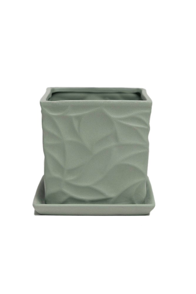 Virago 3.5" Porcelain Pot With Drainage Hole And Saucer - Chive UK Wholesale