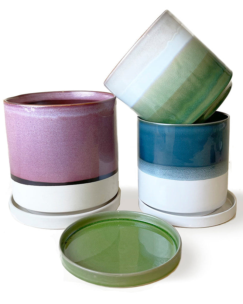 Minute Ceramic Pot And Saucer With Drainage Sets - Chive UK Wholesale