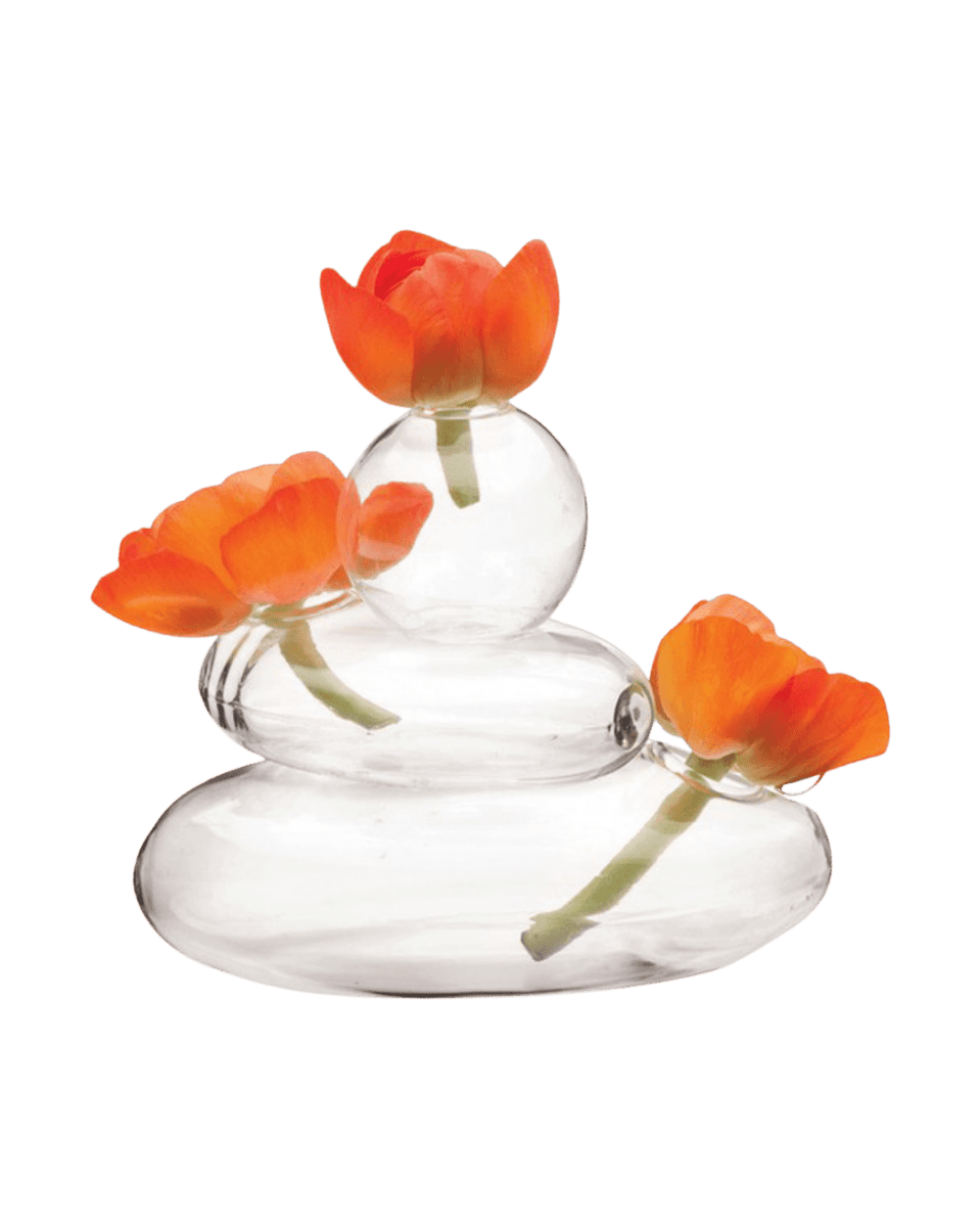Rockpile Glass Modern Clear Flower Vase - Chive UK Wholesale