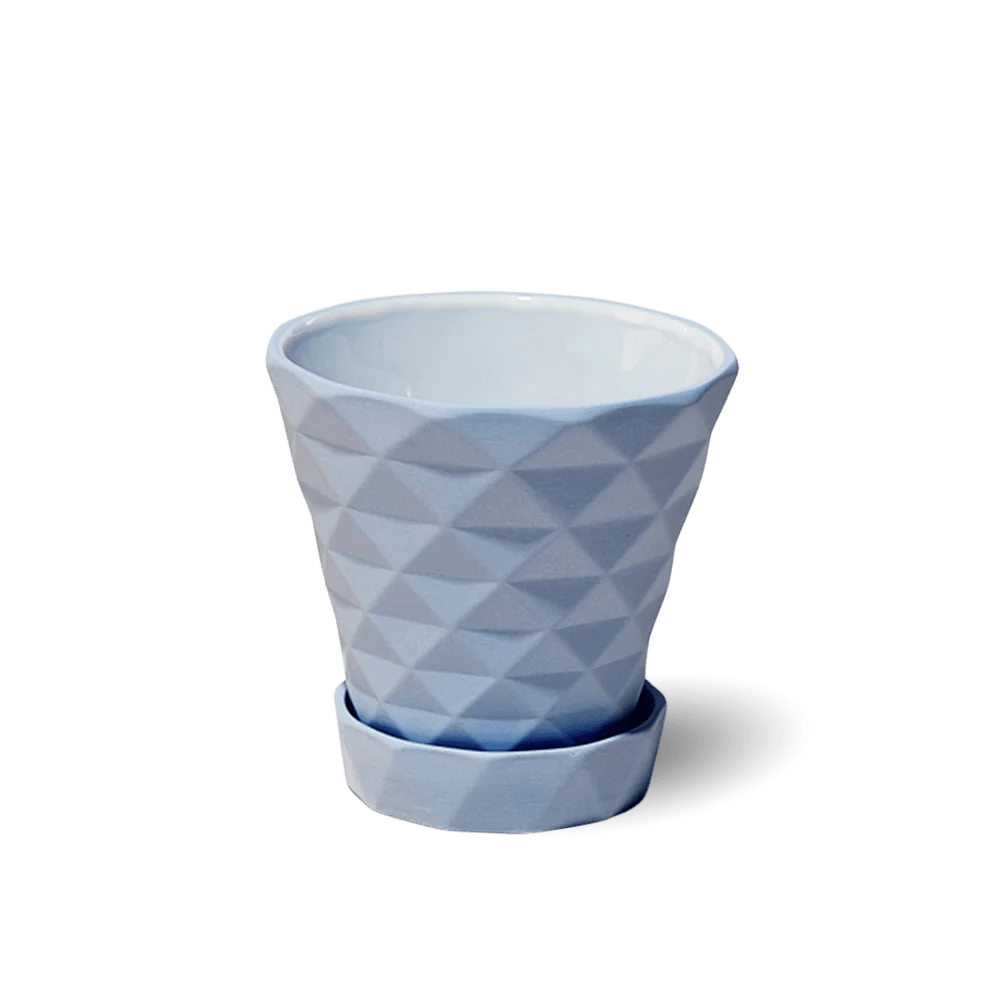 Diamond Porcelain Modern Indoor Plant Pot With Saucer - Chive UK Wholesale