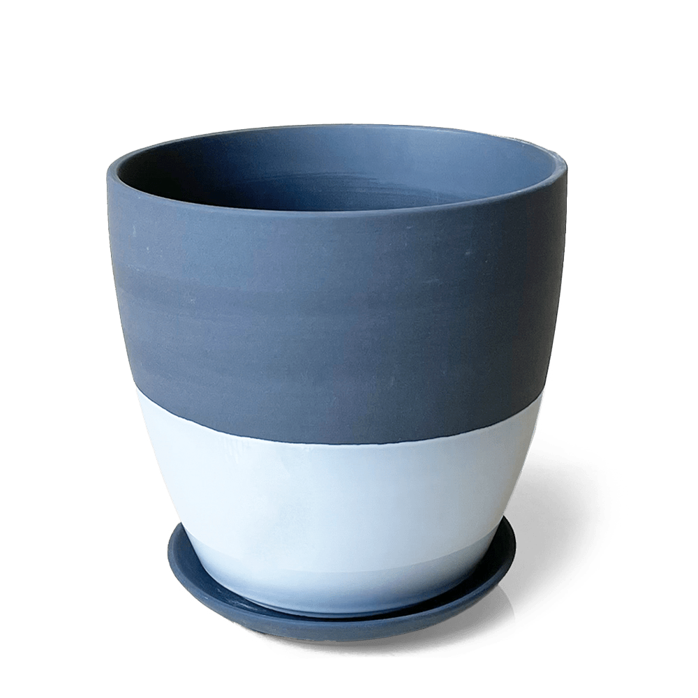 Dyad Porcelain Modern Indoor Plant Pot With Saucer - Chive UK Wholesale