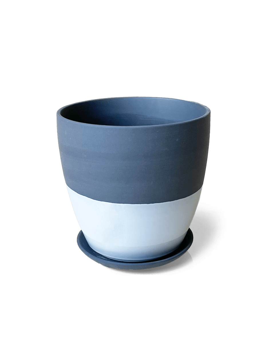 Dyad Porcelain Modern Indoor Plant Pot With Saucer - Chive UK Wholesale