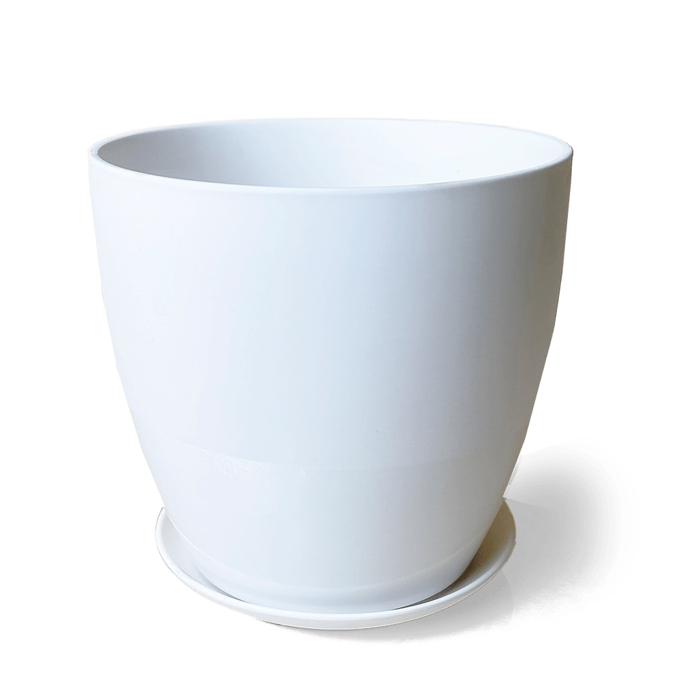 Dyad Porcelain Modern Indoor Plant Pot With Saucer - Chive UK Wholesale