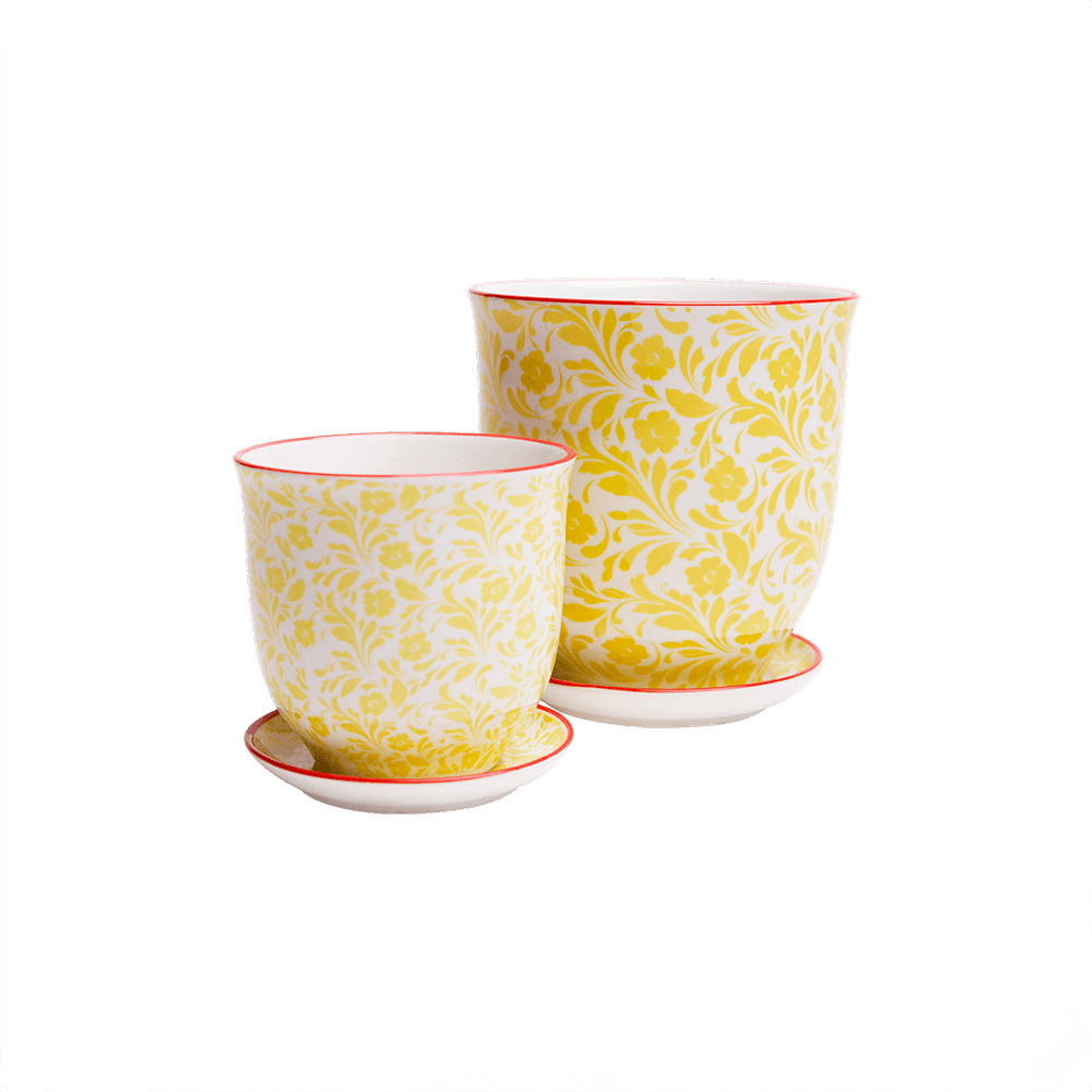 Liberte Porcelain Pot And Saucer Set With Drainage - Chive UK Wholesale