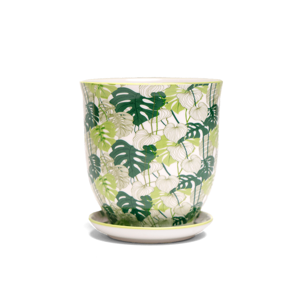 Liberte 5 Porcelain Pot And Saucer With Drainage - Chive UK Wholesale