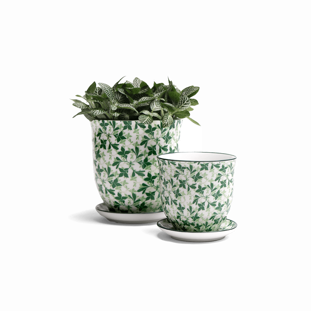 Liberte Porcelain Pot And Saucer Set With Drainage - Chive UK Wholesale