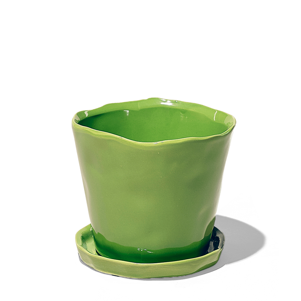 Tika Ceramic Pot & Saucer Set With Drainage - Chive UK Wholesale