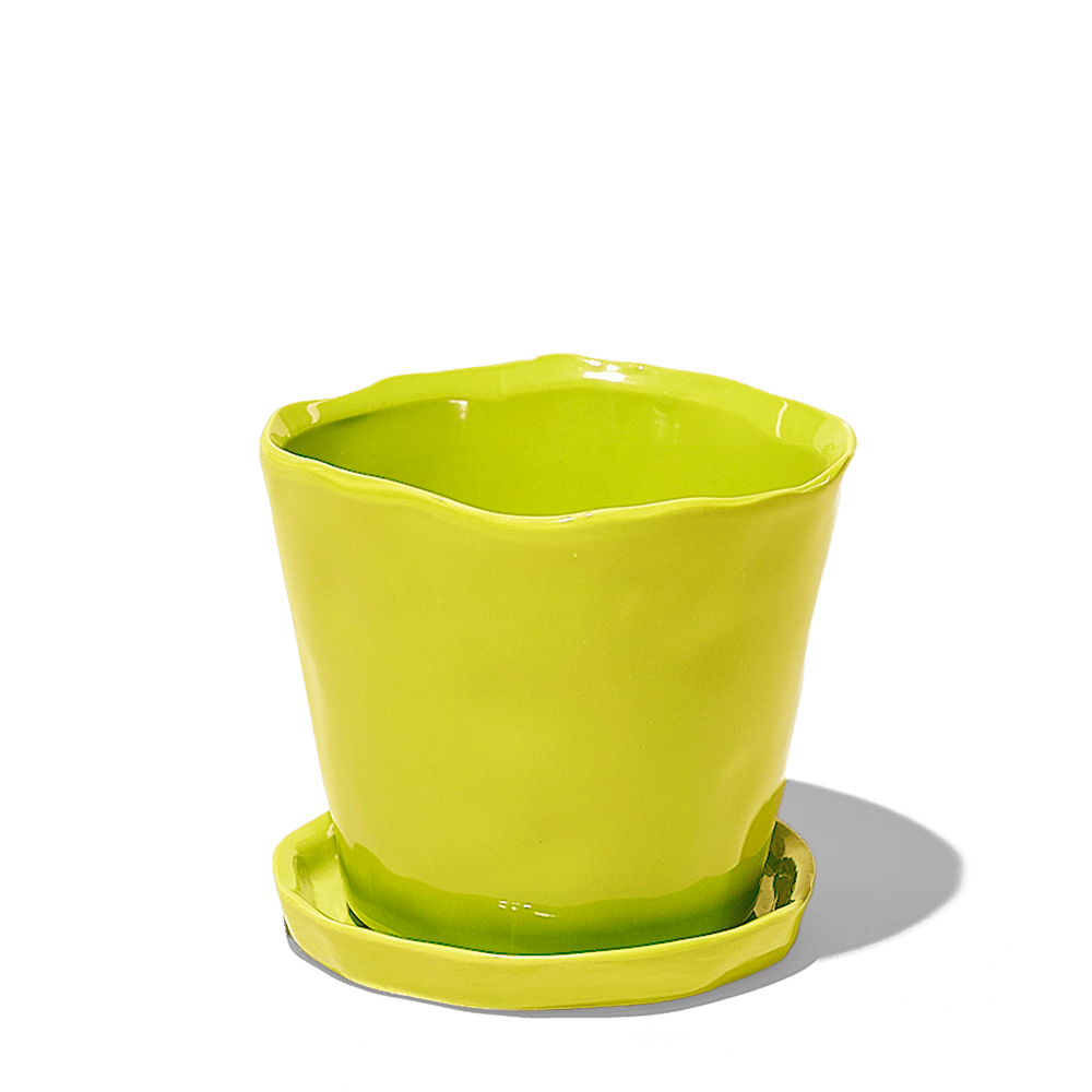 Tika Ceramic Pot & Saucer Set With Drainage - Chive UK Wholesale