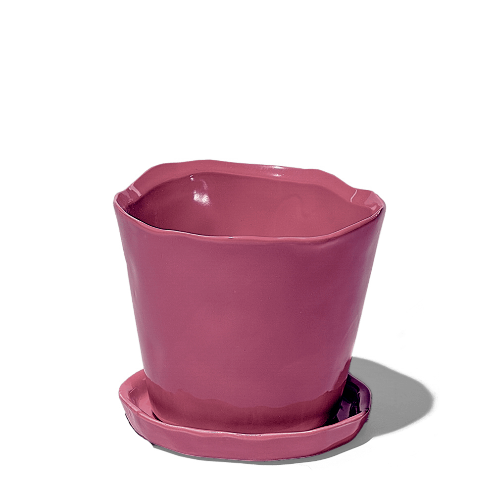 Tika Ceramic Pot & Saucer Set With Drainage - Chive UK Wholesale