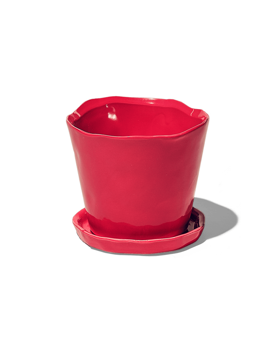 Tika Ceramic Pot & Saucer Set With Drainage - Chive UK Wholesale