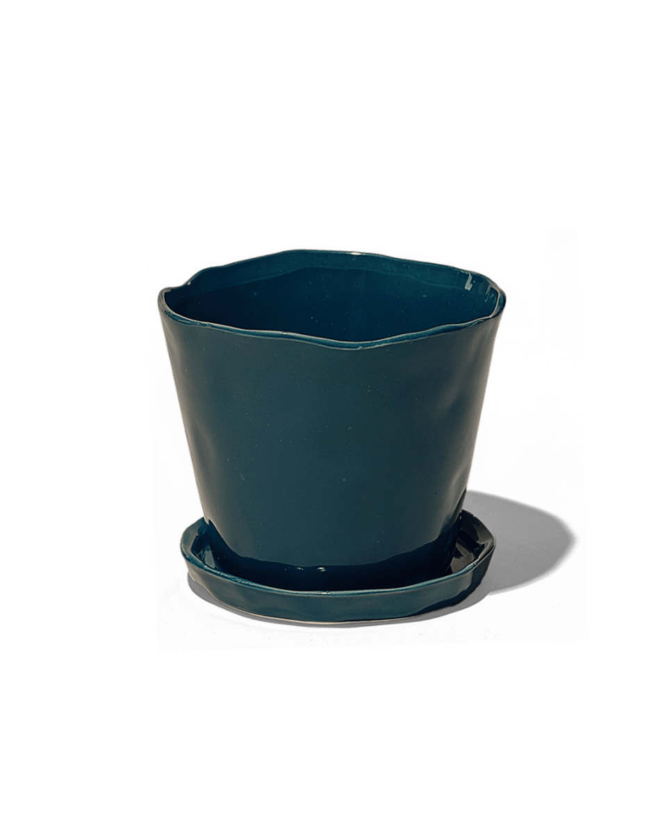 Tika Ceramic Pot & Saucer Set With Drainage - Chive UK Wholesale