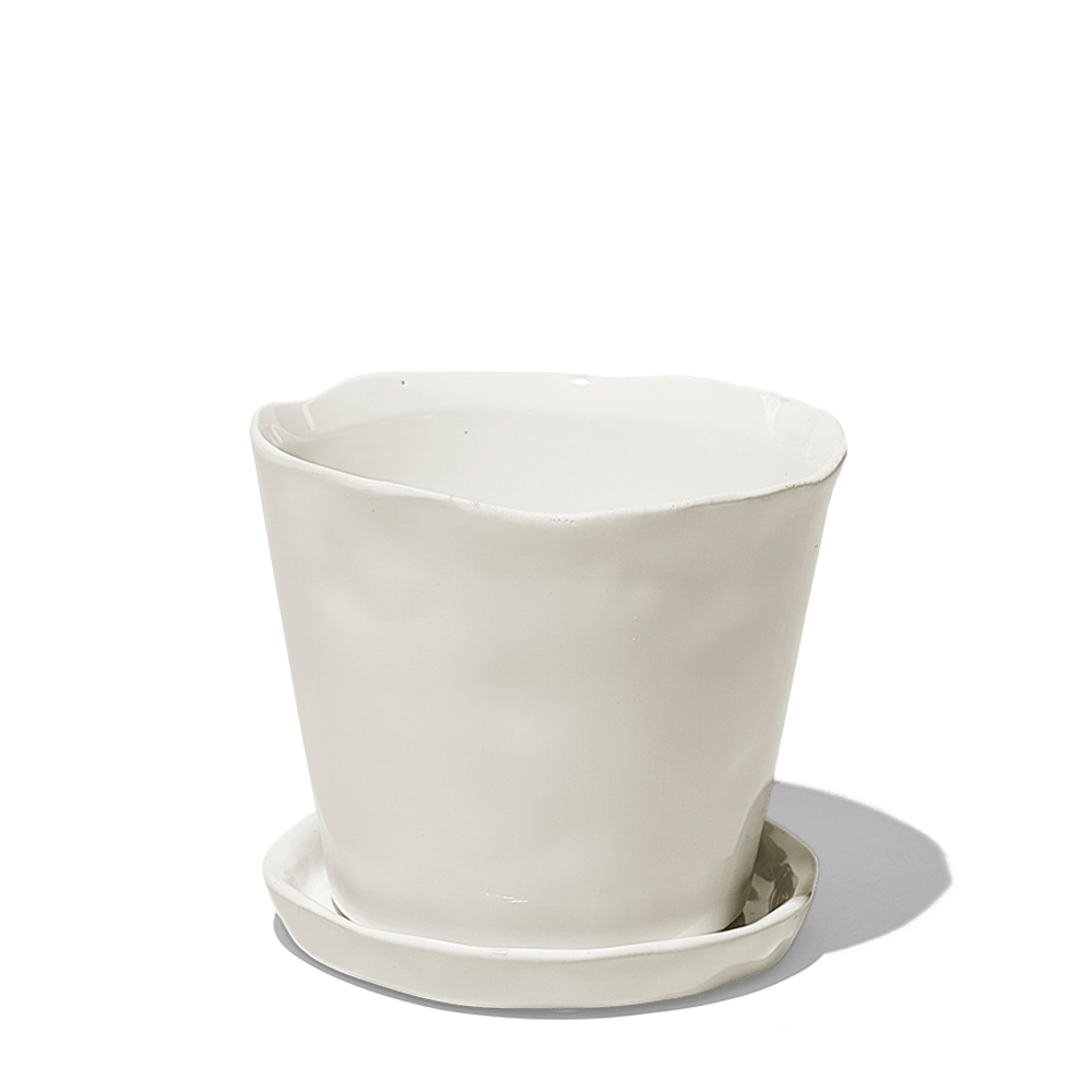 Tika Ceramic Pot & Saucer Set With Drainage - Chive UK Wholesale