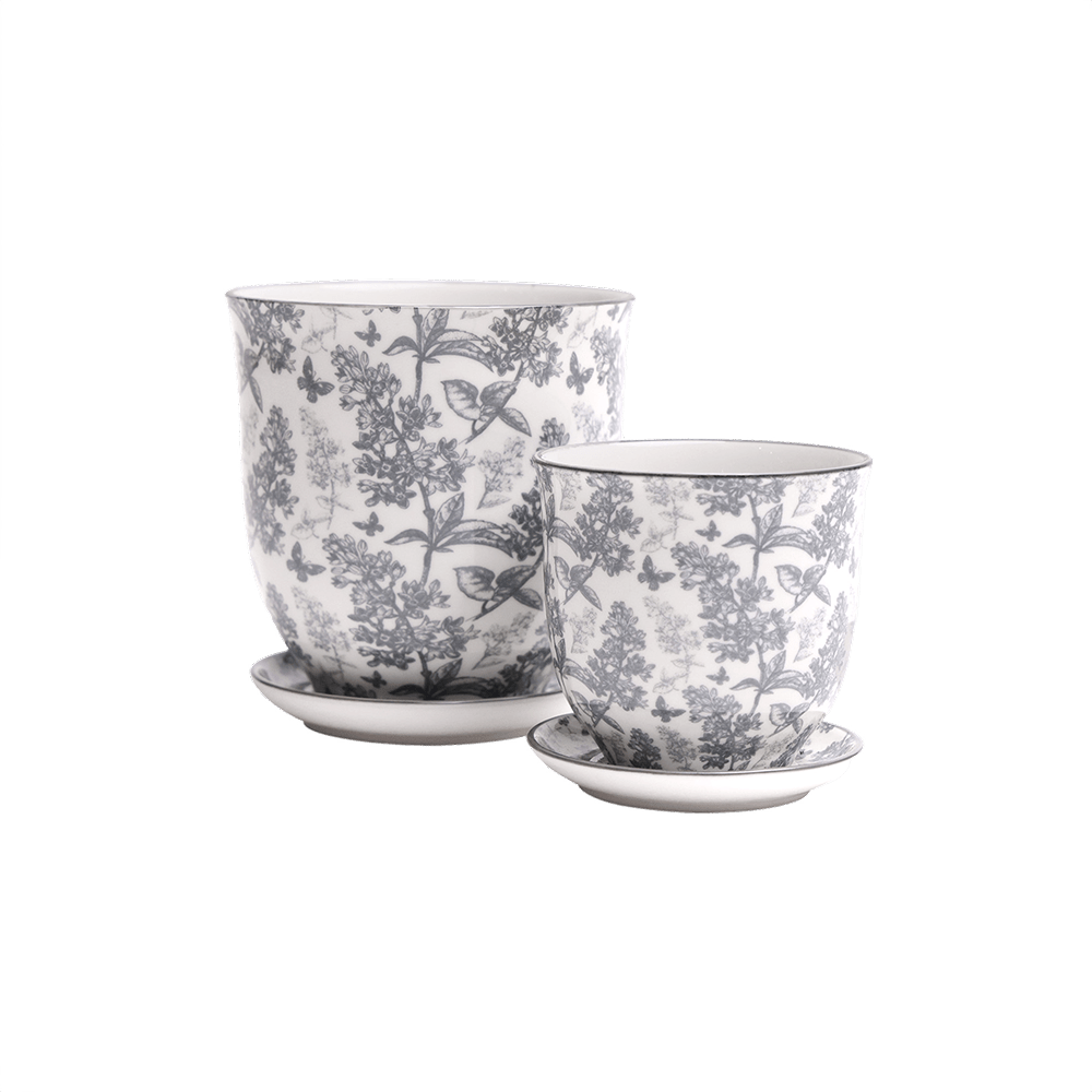 Liberte Porcelain Pot And Saucer Set With Drainage - Chive UK Wholesale