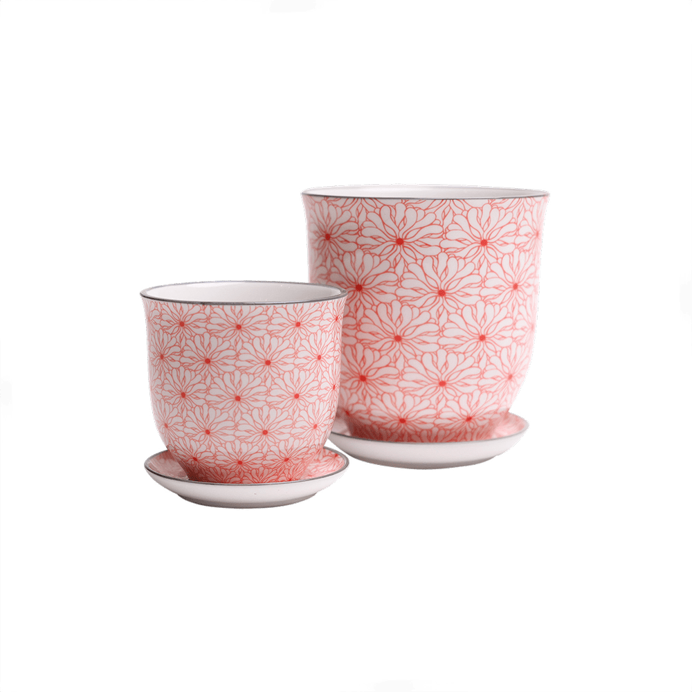 Liberte Porcelain Pot And Saucer Set With Drainage - Chive UK Wholesale