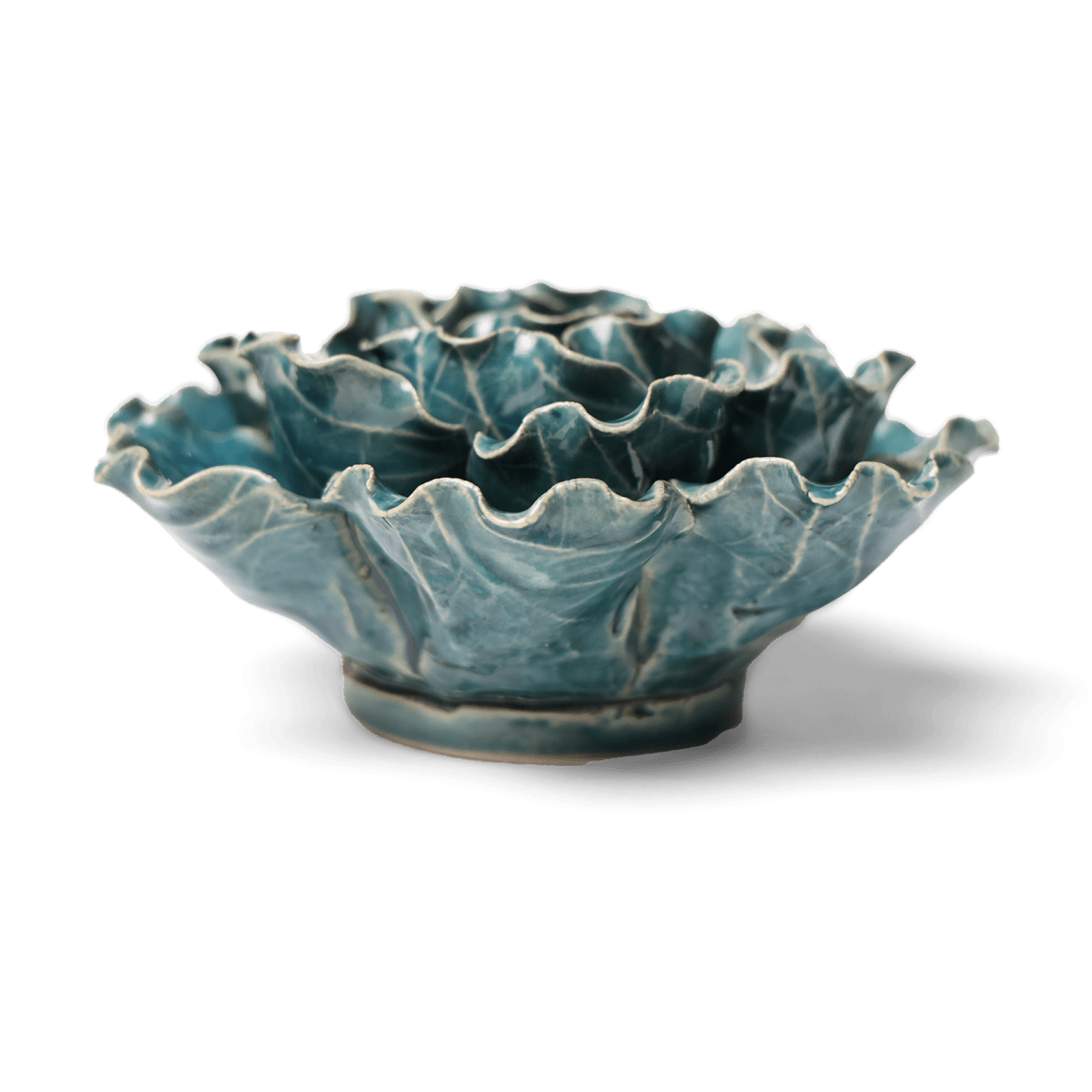 Ceramic Flower Lettuce Teal Large 5 - Chive UK Wholesale