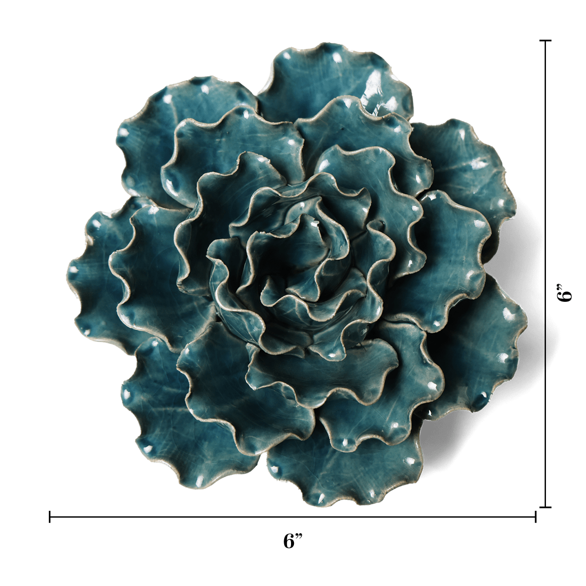 Ceramic Flower Lettuce Teal Large 5 - Chive UK Wholesale