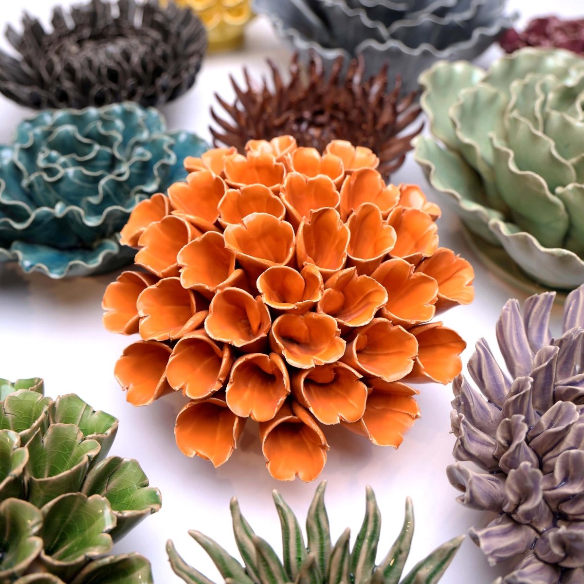 Ceramic Flower Polyp Orange Large - Chive UK Wholesale