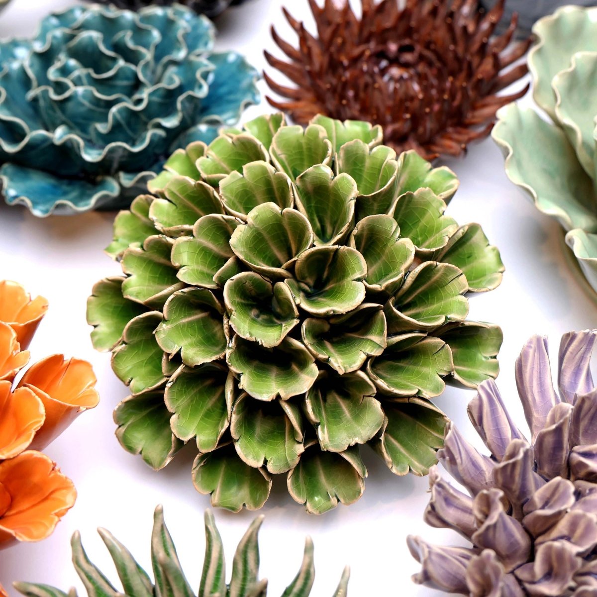 Ceramic Flower Polyp Green Large - Chive UK Wholesale