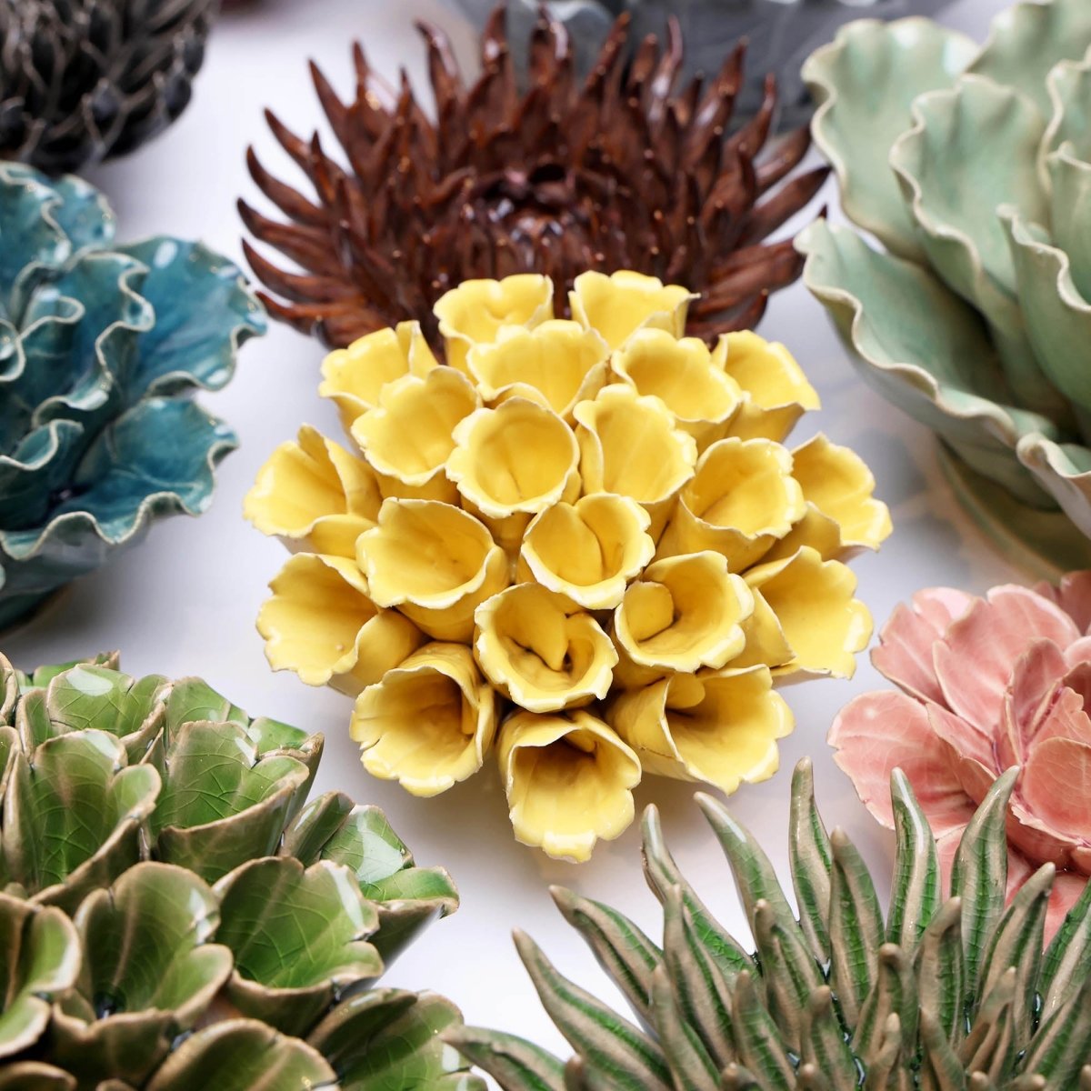 Ceramic Flower Polyp Yellow Medium - Chive UK Wholesale