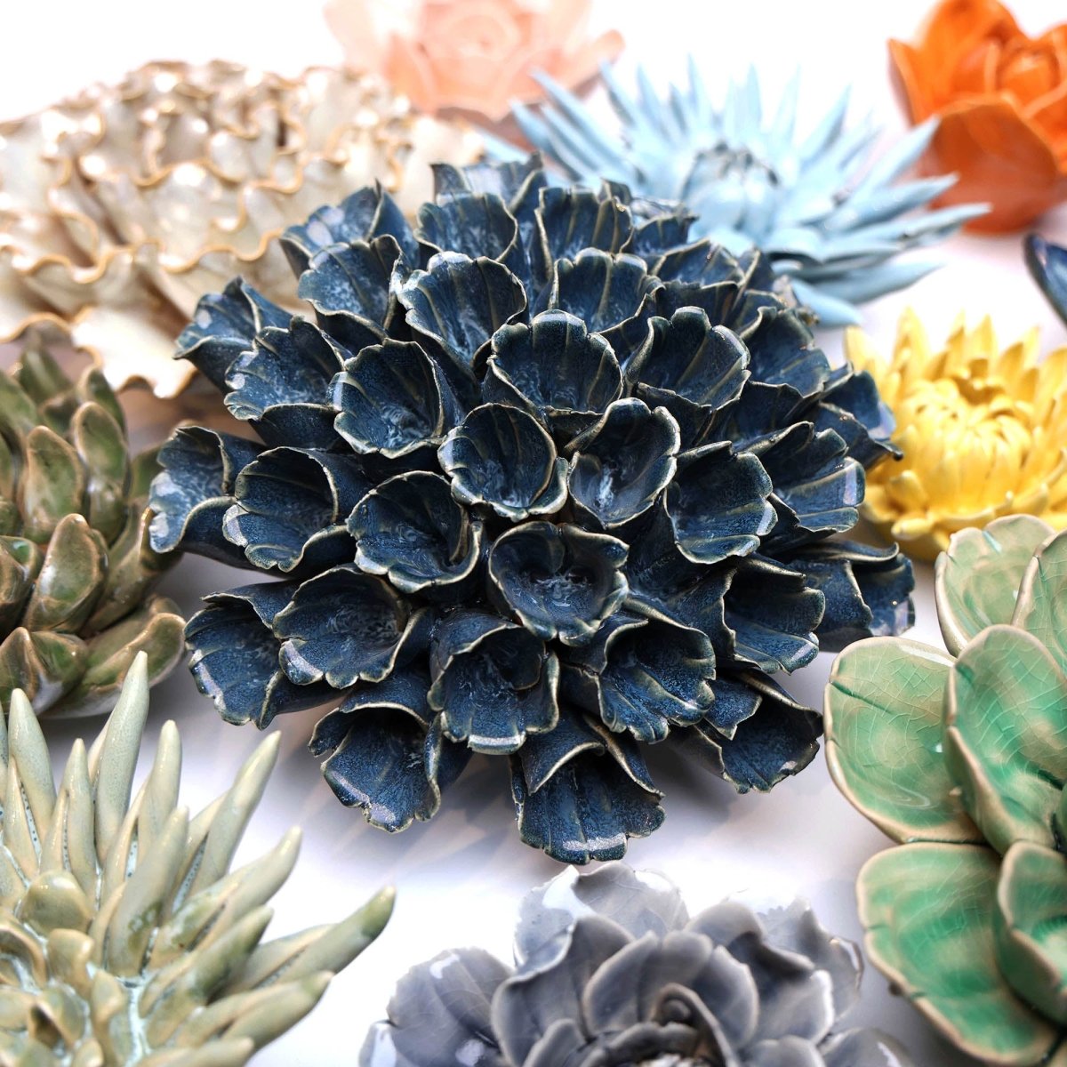 Ceramic Flower Polyp Blue 6 - Chive UK Wholesale