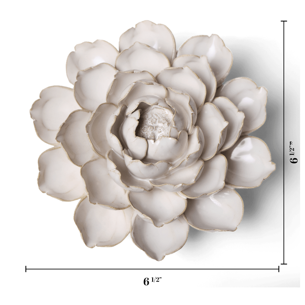 Coastal Ceramic Flower Ivory Cabbage Flower - Chive UK Wholesale