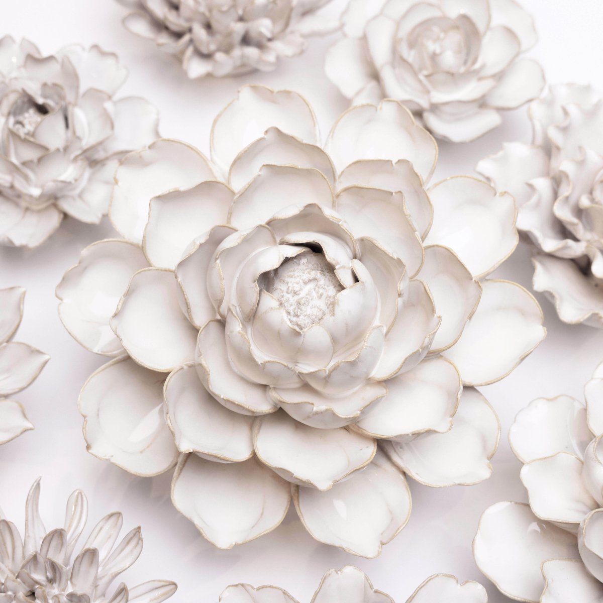 Coastal Ceramic Flower Ivory Cabbage Flower - Chive UK Wholesale