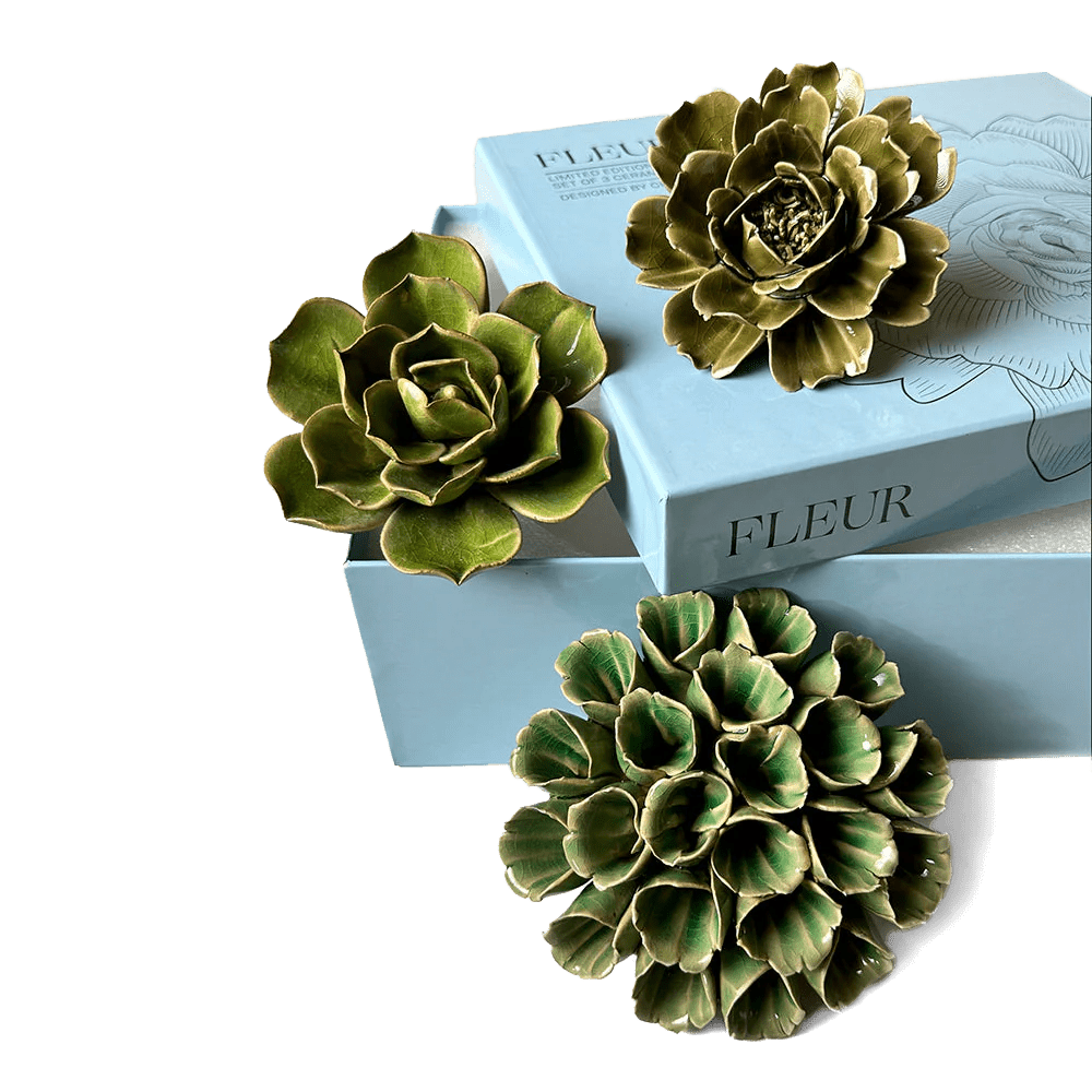 Ceramic Flower Fleur Box Set - Chive UK Wholesale