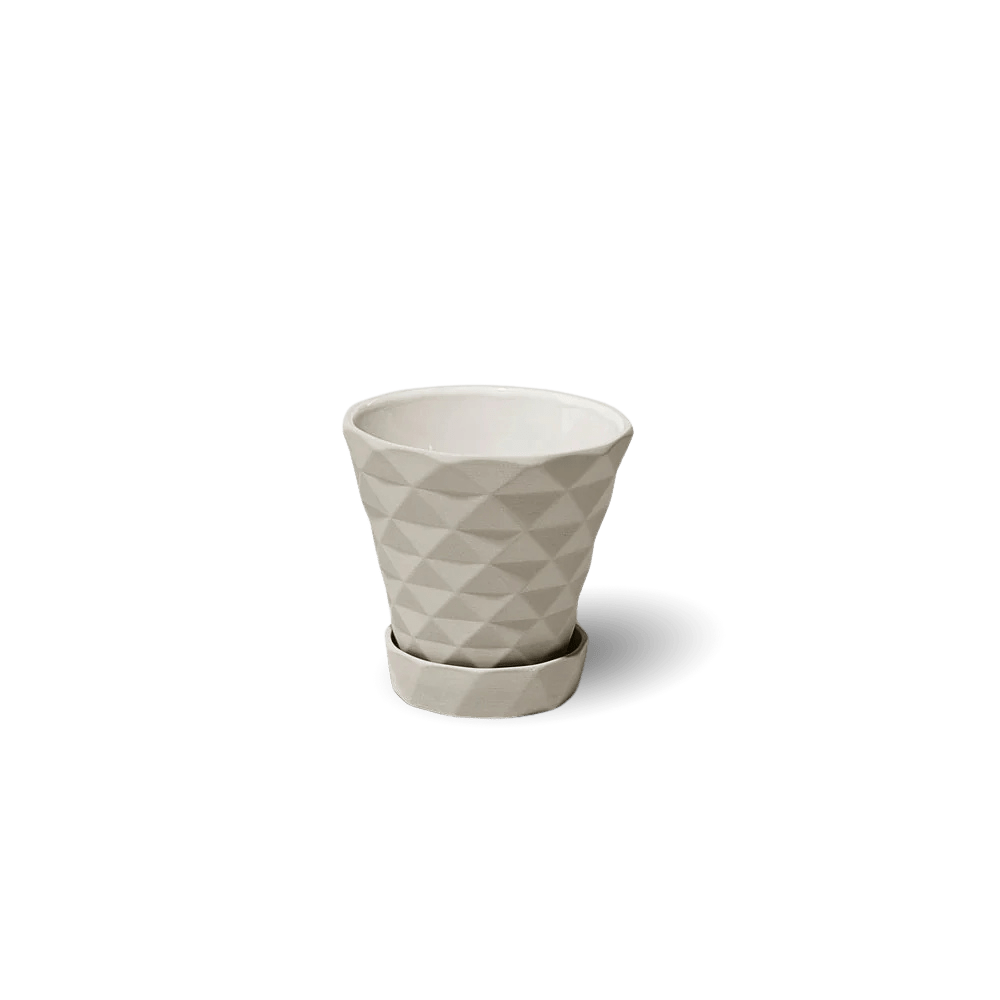 Diamond Porcelain Modern Indoor Plant Pot With Saucer - Chive UK Wholesale