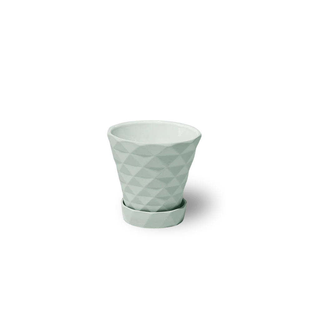 Diamond Porcelain Modern Indoor Plant Pot With Saucer - Chive UK Wholesale