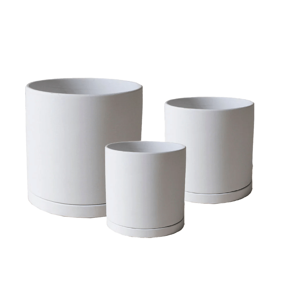 Dojo Porcelain Modern Indoor Plant Pot With Saucer - Chive UK Wholesale