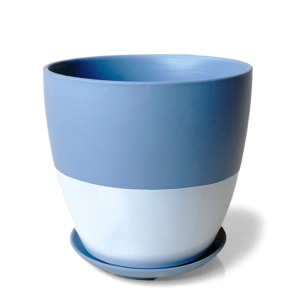 Dyad Porcelain Modern Indoor Plant Pot With Saucer - Chive UK Wholesale