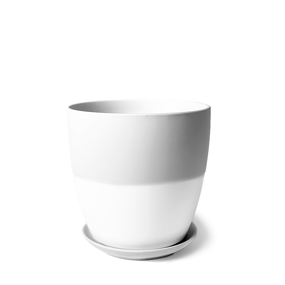 Dyad Porcelain Modern Indoor Plant Pot With Saucer - Chive UK Wholesale