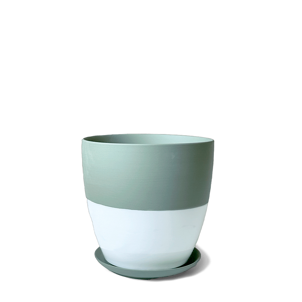 Dyad Porcelain Modern Indoor Plant Pot With Saucer - Chive UK Wholesale