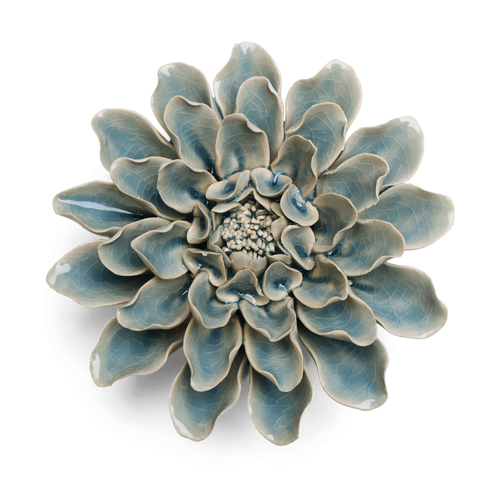 English Garden Ceramic Flower Teal Dinner Plate Dahlia - Chive UK Wholesale