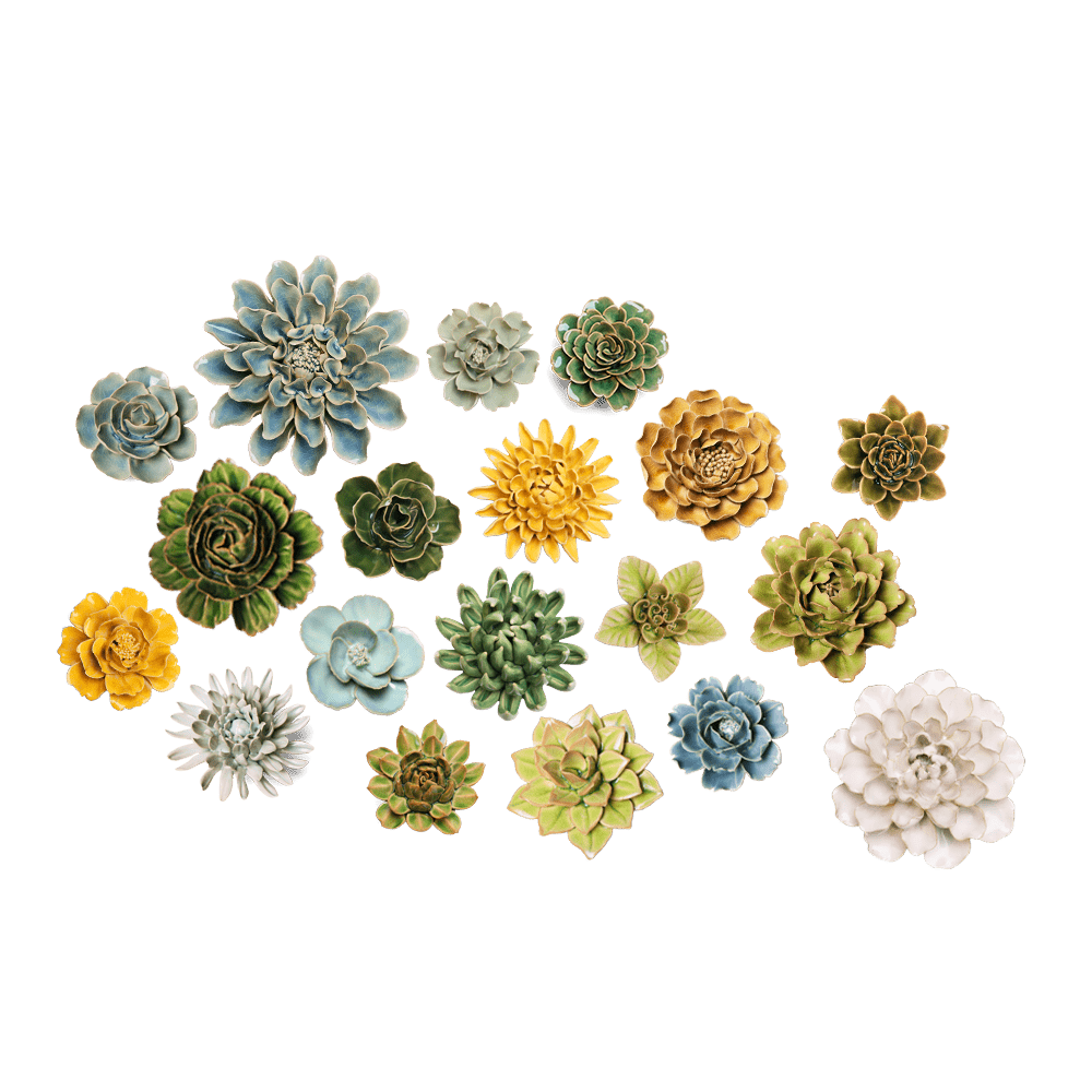 Ceramic Flower Collection 13 Dark Green Flower - Chive UK Wholesale