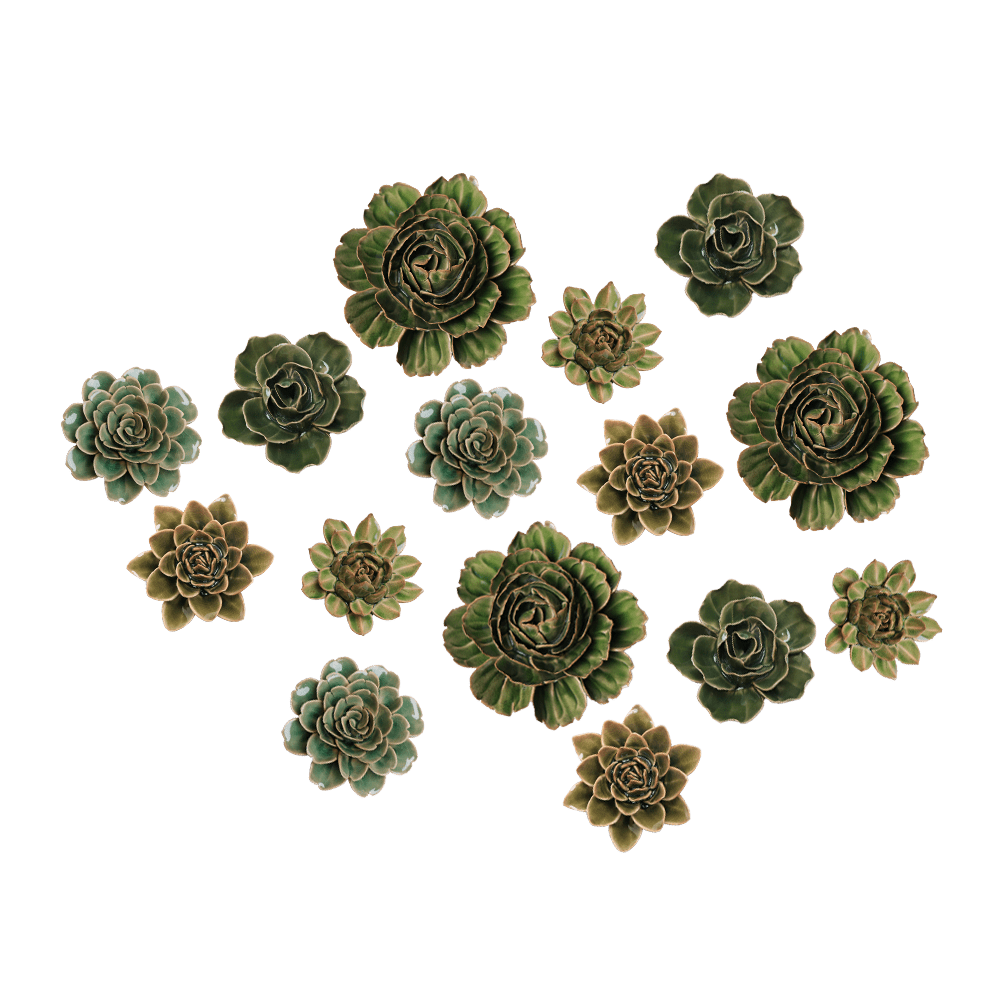 Ceramic Flower Collection 13 Dark Green Flower - Chive UK Wholesale