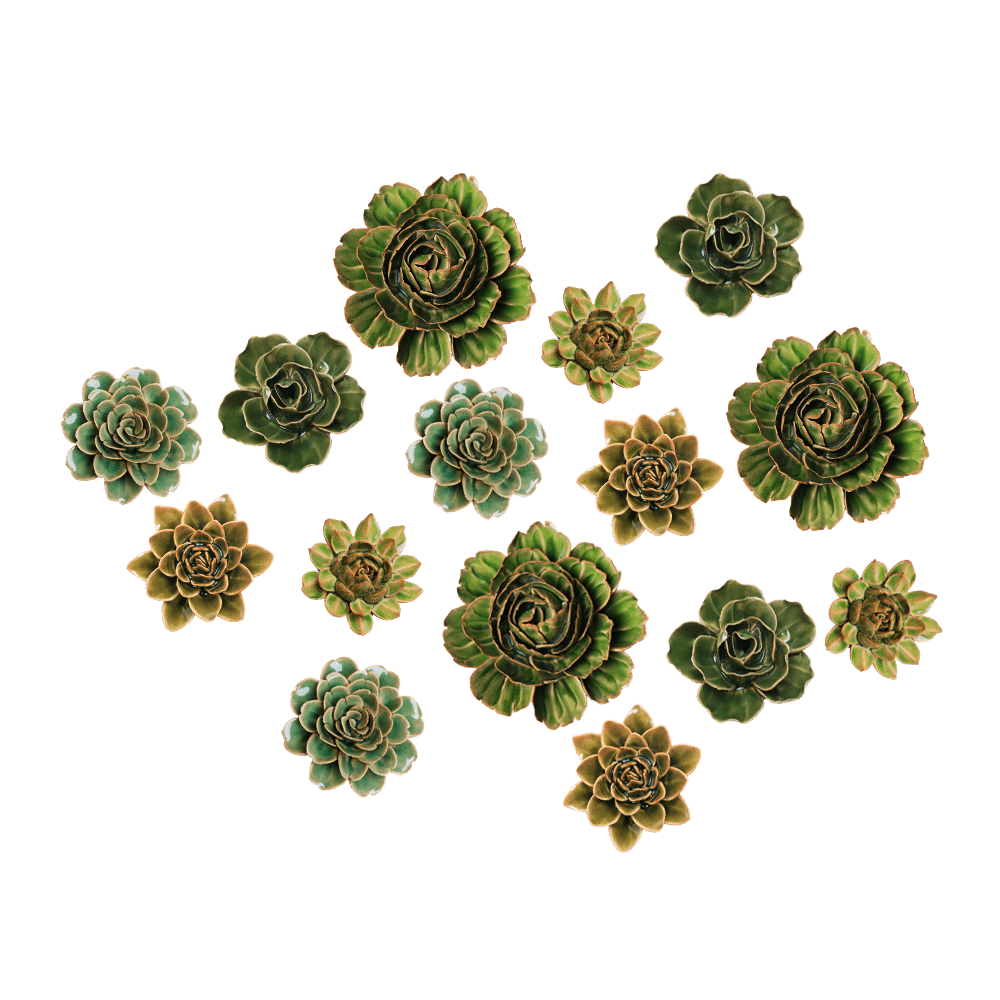 Ceramic Flower Collection 13 Dark Green Flower - Chive UK Wholesale