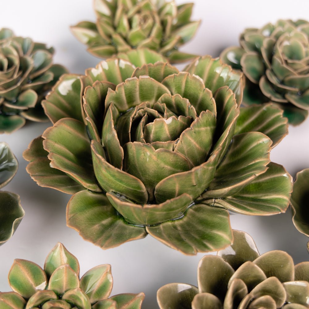 Ceramic Flower Collection 13 Dark Green Flower - Chive UK Wholesale