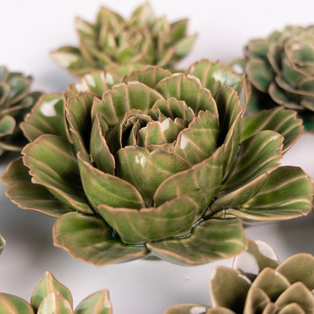 Ceramic Flower Collection 13 Dark Green Flower - Chive UK Wholesale