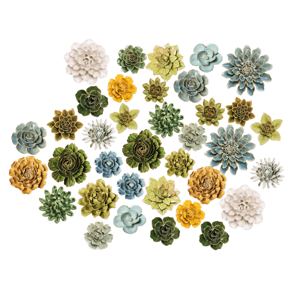 Ceramic Flower Collection 13 Dark Green Flower - Chive UK Wholesale