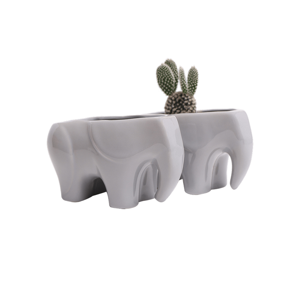 Elephant Ceramic Indoor Plant Pot Kit - Chive UK Wholesale