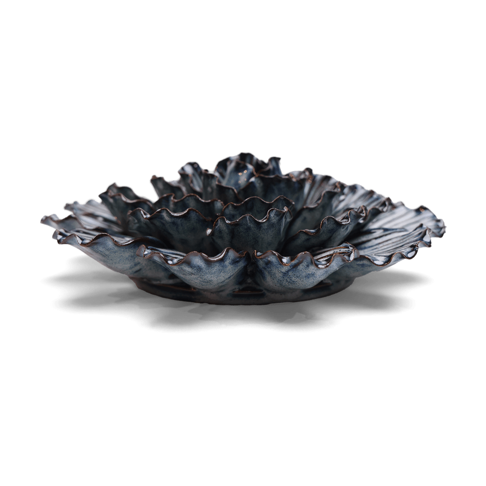 Japan Ceramic Flower Blue Dinner Plate Dahlia - Chive UK Wholesale