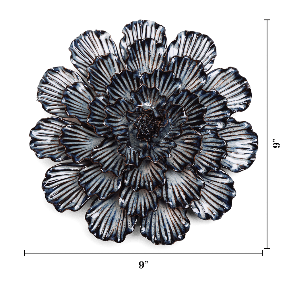 Japan Ceramic Flower Blue Dinner Plate Dahlia - Chive UK Wholesale